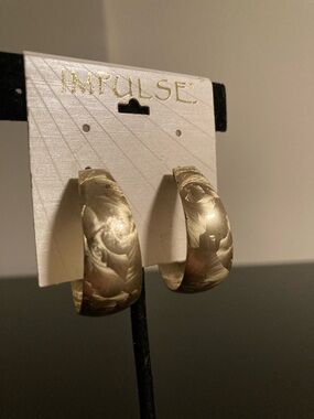 Pulse Gold-Tone Embossed Hoop Earrings